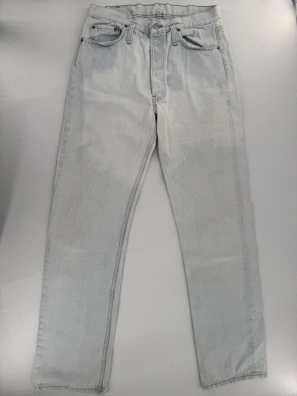 Vintage 90s Levi’s 501 Jeans 34x34 Made USA Light Wash Button Fly Straight Leg